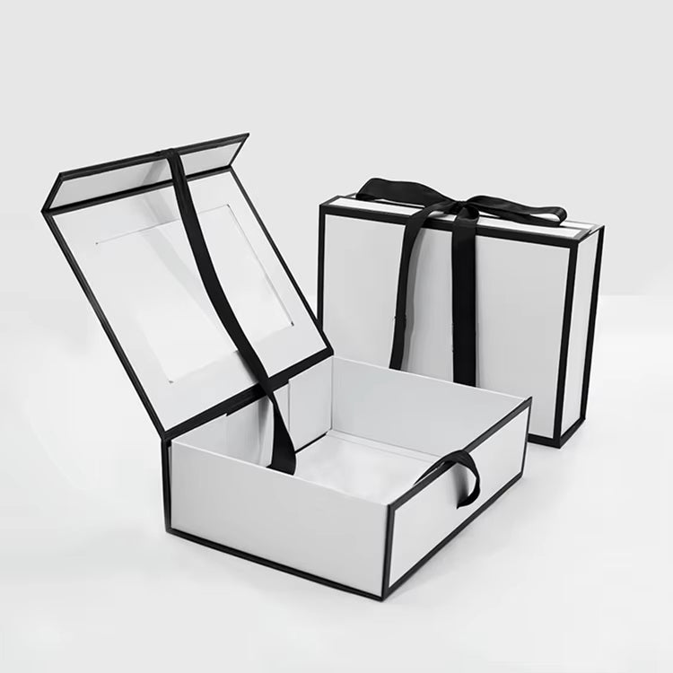 Paper Box Guangzhou OEM Customize Rigid Cardboard Folding Magnetic Gift Boxes Packing Boxes with Ribbon