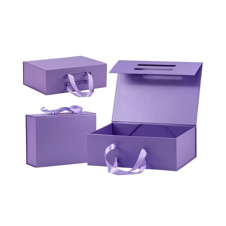 Paper Box Guangzhou OEM Customize Rigid Cardboard Folding Magnetic Gift Boxes Packing Boxes with Ribbon
