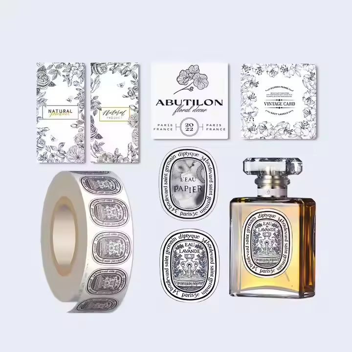 Custom Printed Waterproof Vinyl Stickers,Logo Labels for Perfume, Cosmetic & Vitamin Bottles