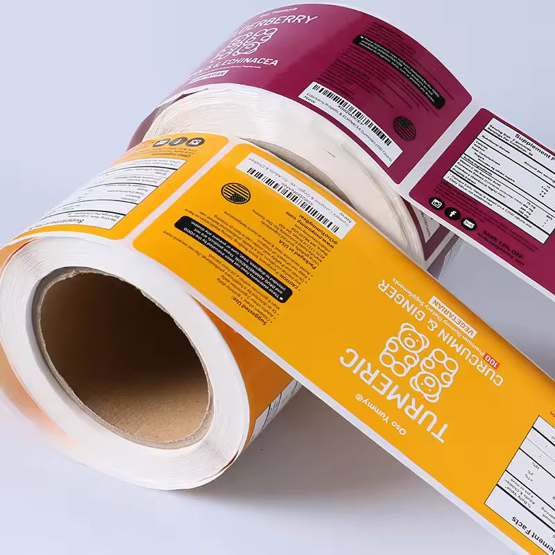Custom Holographic Foil Supplement Labels,Adhesive Bottle & Jar Stickers for Collagen, Whey Protein & Nutrition Packaging