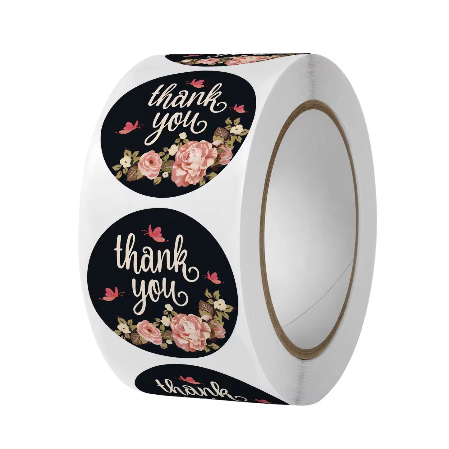 Custom Multi-Color Floral Series Round Kawaii Kids Thank You Stickers,Cake Label & Envelope Sealing Roll Labels