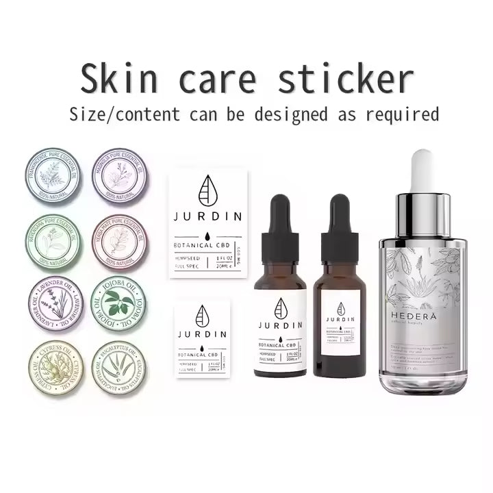 Custom Printed Waterproof Vinyl Stickers,Logo Labels for Perfume, Cosmetic & Vitamin Bottles