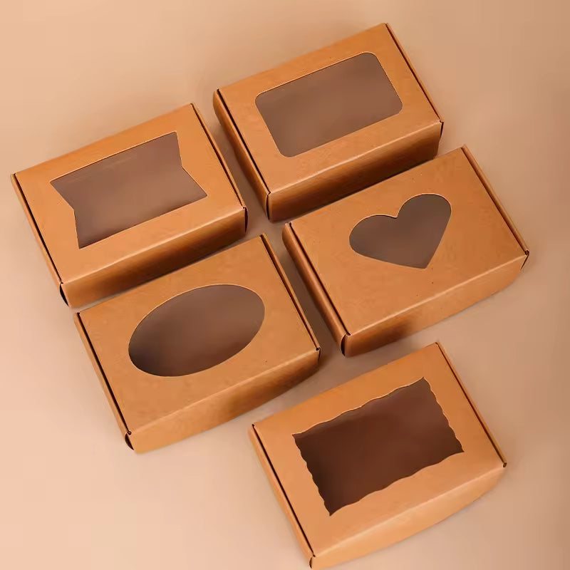 Wholesale Custom Kraft Paper Window Box,White Card Square Aircraft Box for Soap & Mini Packaging