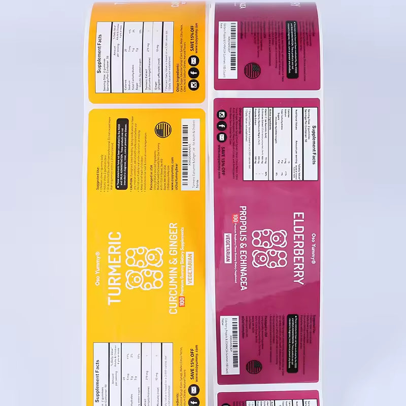 Custom Holographic Foil Supplement Labels,Adhesive Bottle & Jar Stickers for Collagen, Whey Protein & Nutrition Packaging