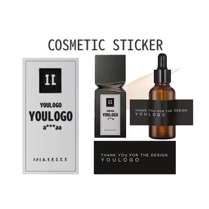 Custom Printed Waterproof Vinyl Stickers,Logo Labels for Perfume, Cosmetic & Vitamin Bottles