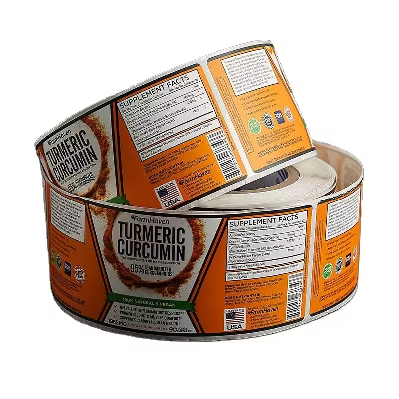 Custom Holographic Foil Supplement Labels,Adhesive Bottle & Jar Stickers for Collagen, Whey Protein & Nutrition Packaging