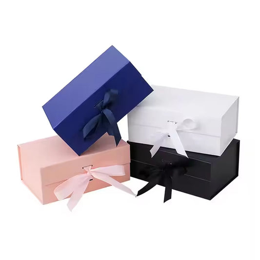 Paper Box Guangzhou OEM Customize Rigid Cardboard Folding Magnetic Gift Boxes Packing Boxes with Ribbon