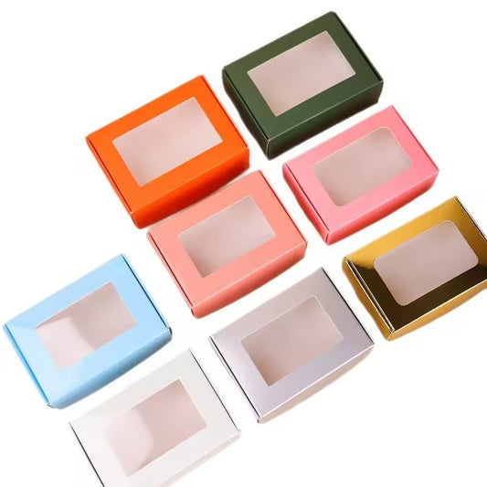 Wholesale Custom Kraft Paper Window Box,White Card Square Aircraft Box for Soap & Mini Packaging