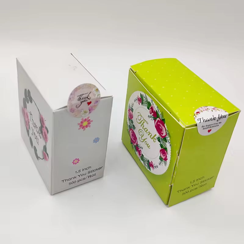 Custom Multi-Color Floral Series Round Kawaii Kids Thank You Stickers,Cake Label & Envelope Sealing Roll Labels